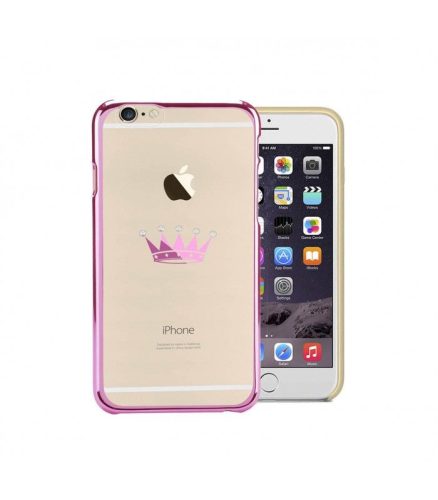 Astrum MC300 keretes korona mintás, Swarovski köves Apple iPhone 6/6S hátlapvédő pink