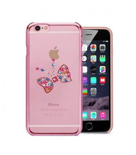 Astrum MC260 keretes pillangó mintás, színes Swarovski köves Apple iPhone 6 Plus / 6S Plus hátlapvédő pink