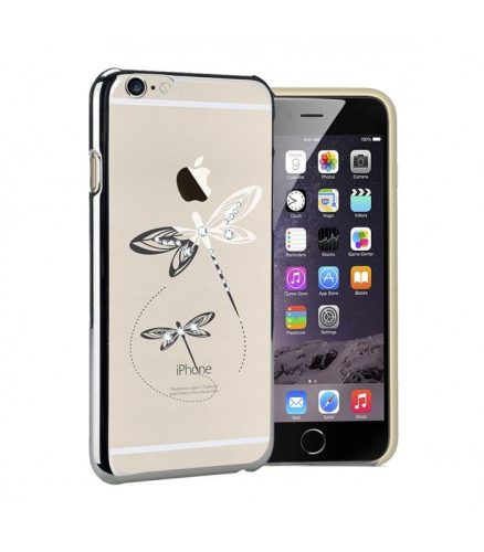 Astrum MC350 keretes szitakötő mintás, Swarovski köves Apple iPhone 6 Plus / 6S Plus hátlapvédő ezüst