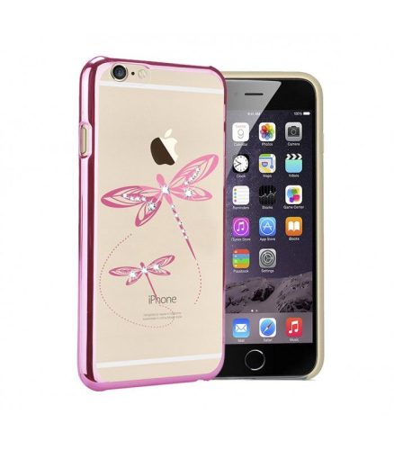 Astrum MC350 keretes szitakötő mintás, Swarovski köves Apple iPhone 6 Plus / 6S Plus hátlapvédő pink