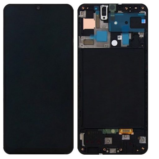 Samsung A505 Galaxy A50 (2019) fekete OLED LCD kijelző érintővel és kerettel
