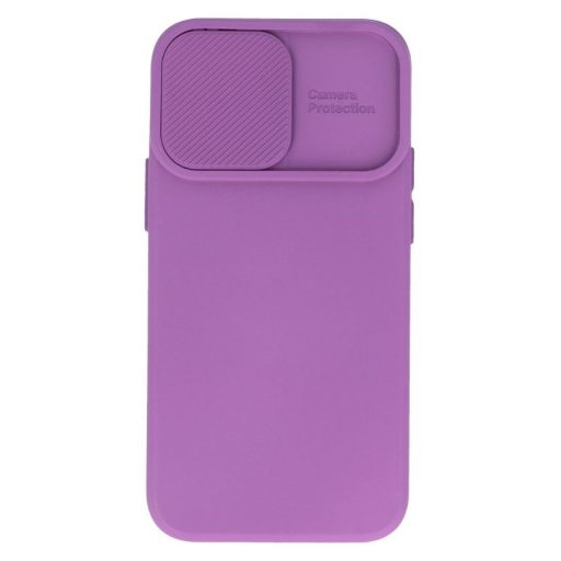 Camshield Soft - Apple iPhone 14 (6.1) por- és kameravédős szilikon tok lila