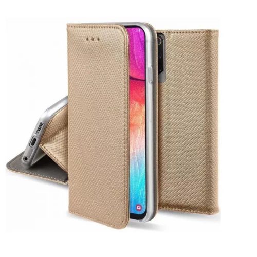 Smart magnet Samsung Galaxy Xcover Pro 2 / Xcover 6 Pro oldalra nyíló mágneses könyv tok szilikon belsővel arany