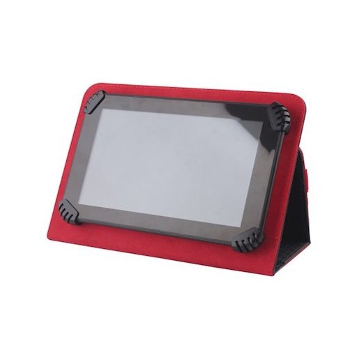 Univerzális 7-8" kinyitható műbőr tablet tok fekete - piros