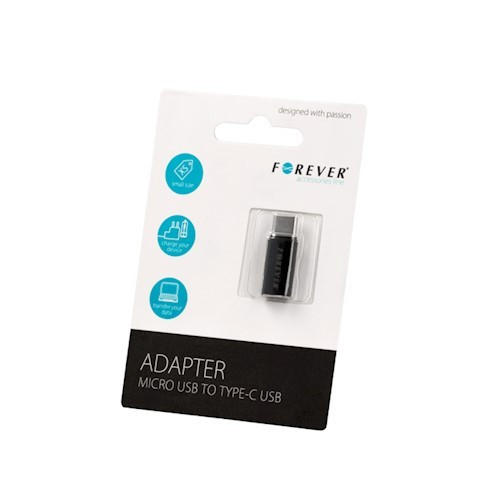 Forever micro USB Type-c átalakító adapter fekete