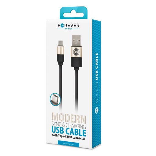 Forever Modern USB - Type-C fekete adatkábel 2A 1m