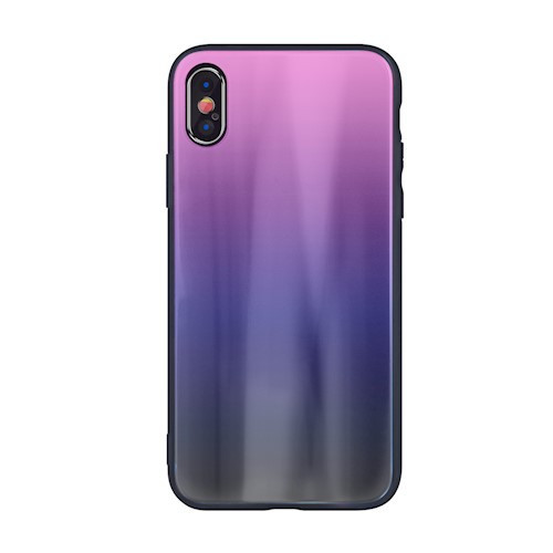 Rainbow szilikon tok üveg hátlappal - Apple iPhone 11 Pro (5.8) 2019 pink - fekete