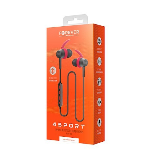 Forever BSH-400 Bluetooth 5.0 sztereó sport headset beépített mikrofonnal piros