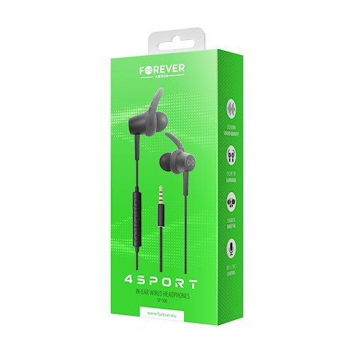 Forever SP-100 sztereó sport headset beépített mikrofonnal 3,5 mm-es jack csatlakozóval fekete