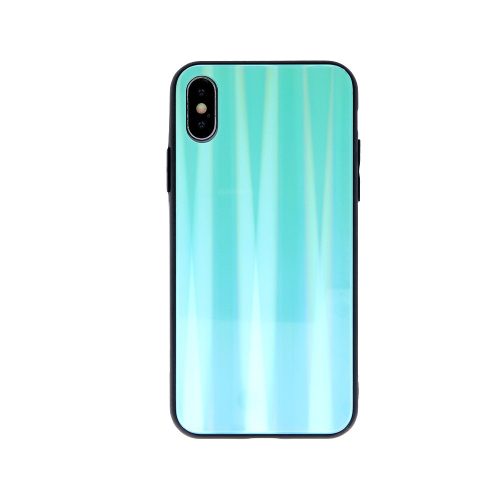 Rainbow szilikon tok üveg hátlappal - Huawei P40 Lite E neo - menta