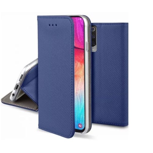 Smart magnet Xiaomi Redmi 9A / AT oldalra nyíló mágneses könyv tok szilikon belsővel sötétkék