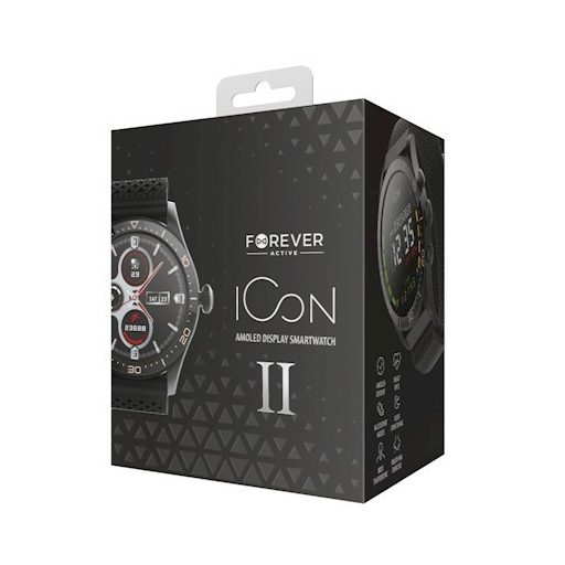 Forever AW-110 AMOLED ICON v2 okosóra Bluetooth 5.0 lépésszámlálóval, pulzusmérővel, alvásfigyeléssel fekete