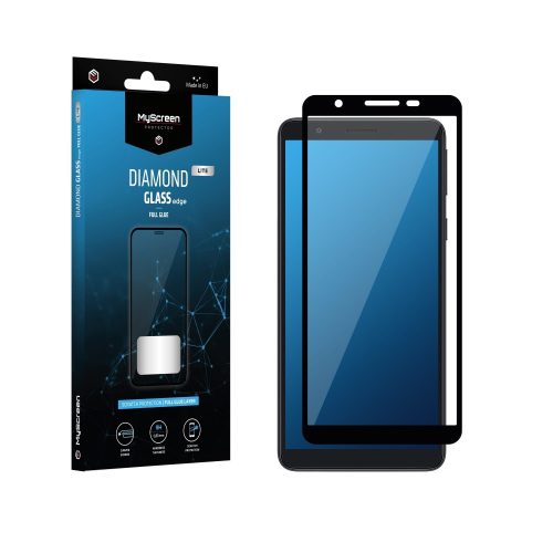 MyScreen Diamond Glass Lite edge - Samsung A225 Galaxy A22 4G teljes képernyős kijelzővédő üvegfólia fekete (9H)