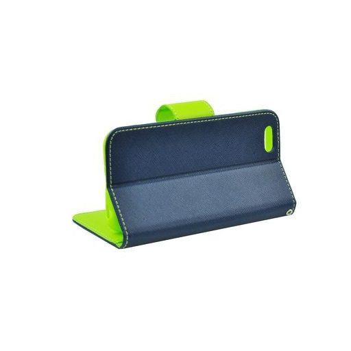 Fancy Apple iPhone 13 Pro (6.1) oldalra nyíló mágneses könyv tok szilikon belsővel kék - lime