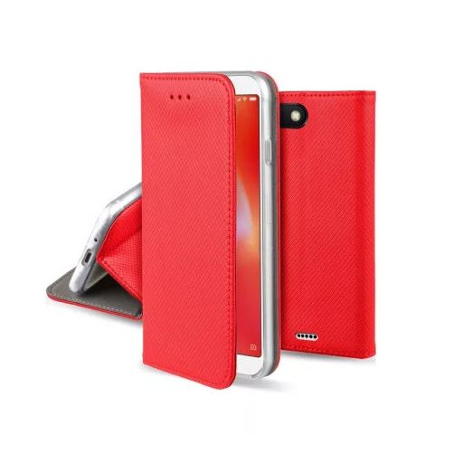 Smart magnet Honor X6a oldalra nyíló mágneses könyv tok szilikon belsővel piros