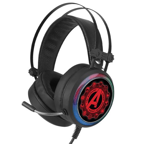 Marvel fejhallgató - Avengers 003 USB-s gamer fejhallgató RGB színes LED világítással, állítható mikrofonnal piros (MHPGAVEN003)