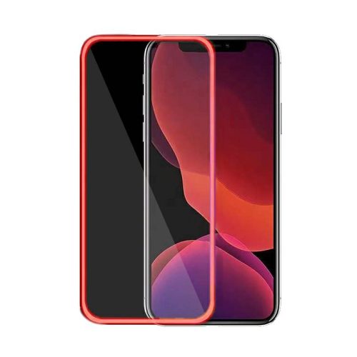 Fluoreszkáló Apple iPhone X / XS előlapi üvegfólia piros