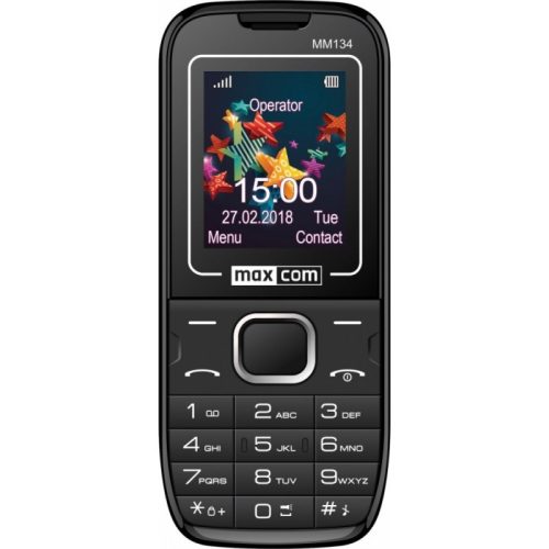 Maxcom MM134 mobiltelefon, dual sim-es kártyafüggetlen, bluetooth-os, fm rádiós fekete (magyar nyelvű menüvel)