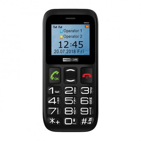 Maxcom MM426 mobiltelefon, dual sim-es kártyafüggetlen, bluetooth-os, fm rádiós fekete (magyar nyelvű menüvel)