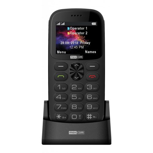 Maxcom MM471 mobiltelefon, dual sim-es kártyafüggetlen, extra nagy gombokkal, vészhívóval fekete (magyar nyelvű menüvel)