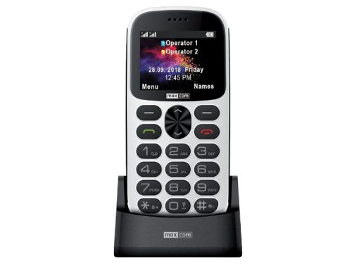 Maxcom MM471 mobiltelefon, dual sim-es kártyafüggetlen, extra nagy gombokkal, vészhívóval fehér (magyar nyelvű menüvel)