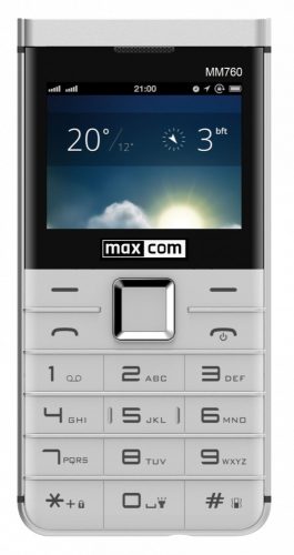 Maxcom MM760 dual sim-es kártyafüggetlen mobiltelefon bluetooth-os, fm rádiós fehér (magyar nyelvű menüvel)