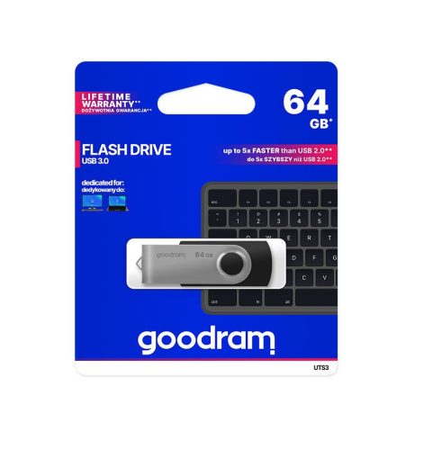 Goodram 64GB USB 3.2 fekete pendrive Artisjus matricával - UTS3-0640K0R11