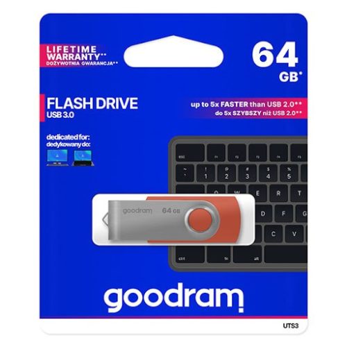 Goodram 64GB USB 3.0 piros pendrive Artisjus matricával - UTS3-0640R0R11