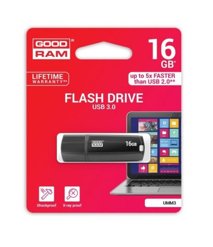 Goodram 16GB USB 3.0 fekete pendrive Artisjus matricával - UMM3-0160K0R11