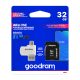 Goodram microSDHC 32GB Class 10 memóriakártya SD adapterrel, Micro USB / USB OTG kártyaolvasóval és Artisjus matricával - M1A4-0320R12