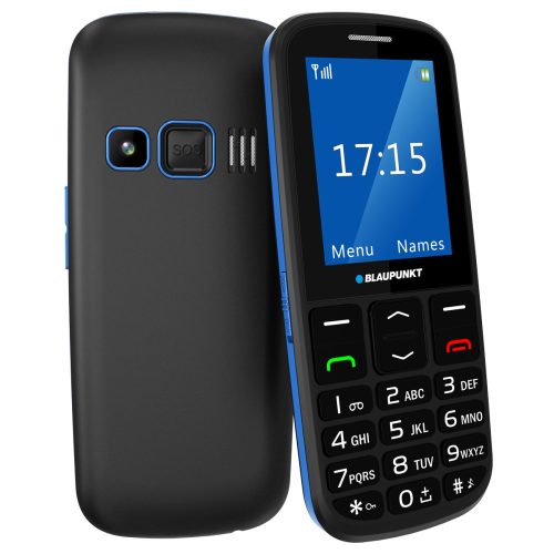 Blaupunkt BS04i mobiltelefon extra nagy gombokkal, vészhívóval , kártyafüggetlen, fekete-kék