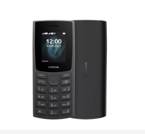 Nokia 105 (2023) 4G nyomógombos mobiltelefon, kártyafüggetlen, dual SIM, sötétszürke