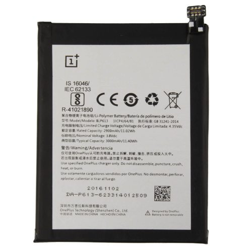 OnePlus BLP613 gyári akkumulátor Li-Polymer 3300mAh  (OnePlus Three)