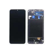   Samsung A205 Galaxy A20 fekete LCD kijelző érintővel és kerettel