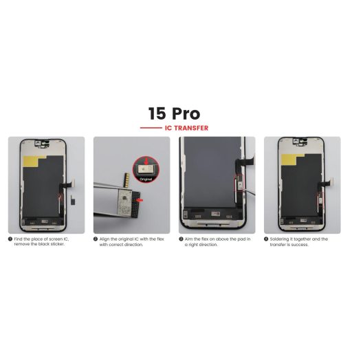 JH Apple iPhone 15 Pro (6.1) fekete LCD kijelző érintővel (FHD, removable IC)