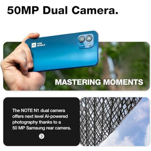 AGM Note N1 8+128GB érintős mobiltelefon, kártyafüggetlen, Dual Sim, szürke, 6.52 inch