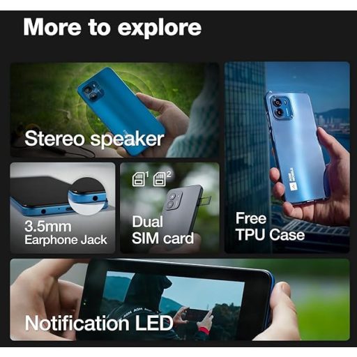 AGM Note N1 8+128GB érintős mobiltelefon, kártyafüggetlen, Dual Sim, kék, 6.52 inch