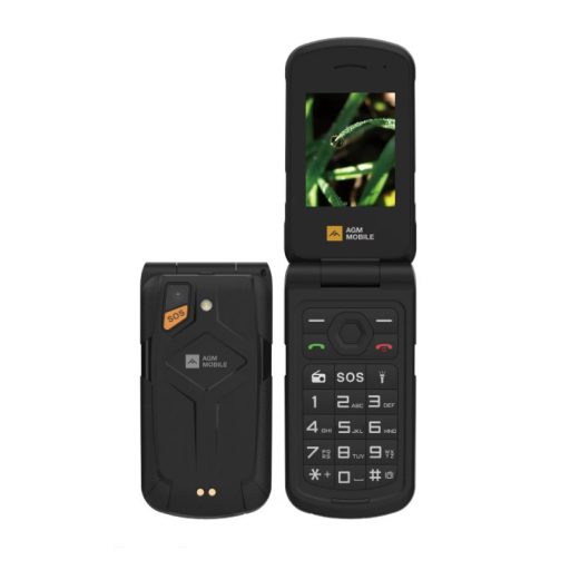 AGM M10 Flip 4G ütés- és vízálló IP68 nagy gombos mobiltelefon vészhívóval, kártyafüggetlen, Dual Sim, fekete