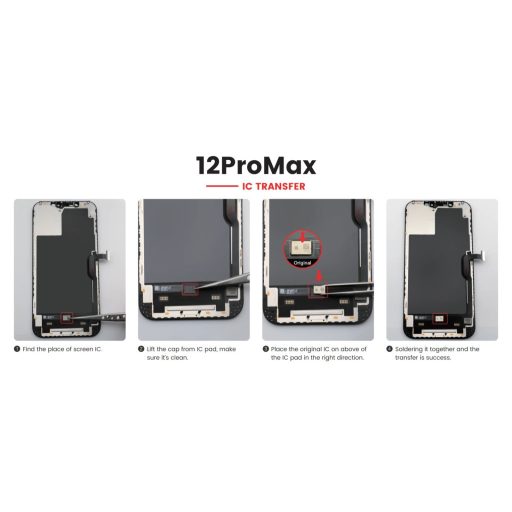 JH Apple iPhone 12 Pro Max 2020 (6.7) fekete LCD kijelző érintővel (FHD, removable IC)