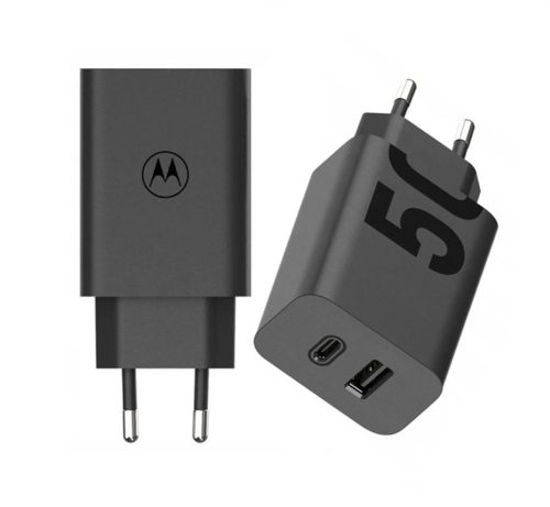 Motorola MC-502 fekete gyári hálózati töltő USB-C és USB-A csatlakozóval 50W