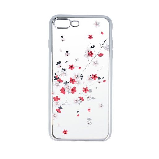 Virágmintás köves tok - Samsung G970F Galaxy S10e vékony szilikon tok ezüst