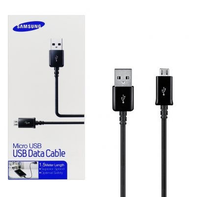 BLISZTERES Samsung gyári USB - MicroUSB fekete adatkábel 1,5m ECB-DU4EBE