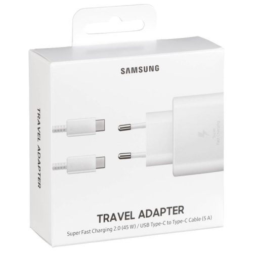 BLISZTERES Samsung EP-TA845XWEGWW gyári hálózati fehér gyorstöltő 5A EP-DG977BWE fehér gyári Type-c - Type-c adatkábel 1.2m 45W