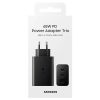 BLISZTERES Samsung Trio EP-T6530NBEGEU gyári hálózati fekete gyorstöltő 3A 65W (2x Type-C / 1x USB)