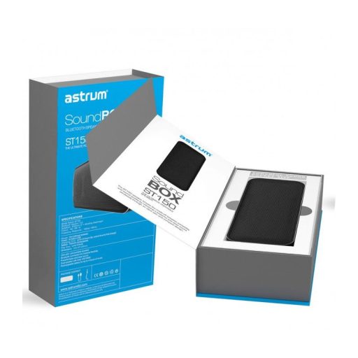 Astrum ST150 fekete ultravékony bőrbevonatos bluetooth 4.0 hangszóró extra mély és kristálytiszta hangzással 2 X 5W A12515-B