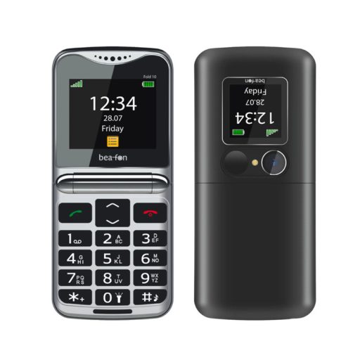 Beafon Fold 10 kártyafüggetlen kinyitható mobiltelefon SOS gombbal, dokkolóval, fekete