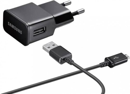 Samsung gyári hálózati fekete töltőfej 2A (ETAU90EBE) 10W USB - MicroUSB adatkábellel 1m ECB-DU5ABE, ECB-DU4ABE