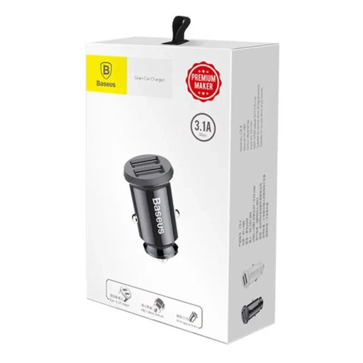 Baseus Grain 2x USB 5V 3.1A autós töltő (fekete)
