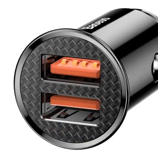 Baseus Circular autós gyorstöltő 2xUSB, QC 3.0, 5A, 30W (fekete)