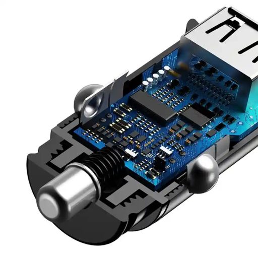 Baseus Circular autós gyorstöltő 2xUSB, QC 3.0, 5A, 30W (fekete)